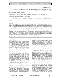 An Overview On: Sublingual Route for Systemic Drug Delivery