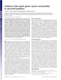 Evidence from Opsin Genes Rejects Nocturnality in Ancestral Primates