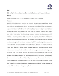 Jojoba Esters on Skin Barrier Function, Skin Hydration, and Consumer Preference