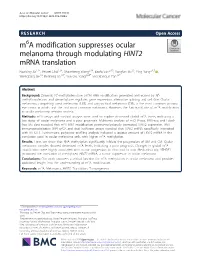 M6a Modification Suppresses Ocular Melanoma Through Modulating
