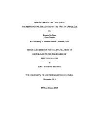 THE PEDAGOGICAL STRUCTURE of the TALTAN LANGUAGE By