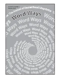 Word Ways V.52 No.1 Complete Issue