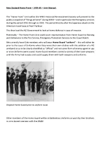 1939-45 – Unit Manual. the “Home Front” Unit Within the WW2