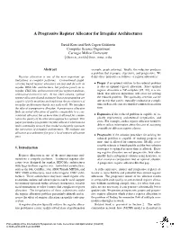 A Progressive Register Allocator for Irregular Architectures