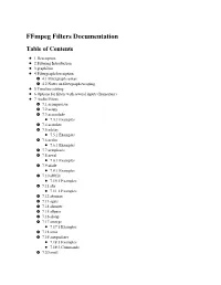 Ffmpeg Filters Documentation Table of Contents
