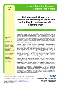 Obinutuzumab (Gazyvaro) for Indolent Non-Hodgkin Lymphoma – First Line, in Combination with Chemotherapy