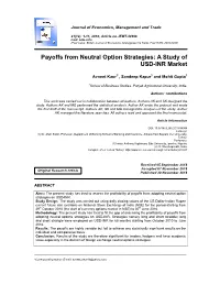 Payoffs from Neutral Option Strategies: a Study of USD-INR Market