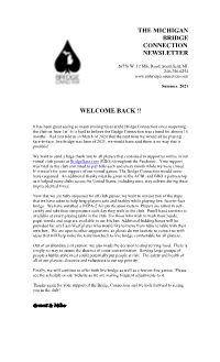 The Michigan Bridge Connection Newsletter