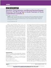 Genomics, Transcriptomics, and Minimal Residual Disease Detection