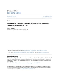 Separation of Powers in Comparative Perspective: How Much Protection for the Rule of Law?