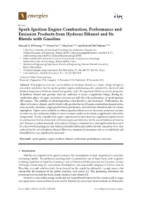 Spark Ignition Engine Combustion, Performance and Emission Products from Hydrous Ethanol and Its Blends with Gasoline