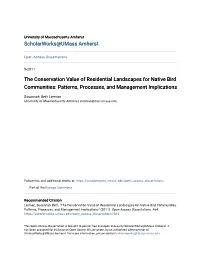 The Conservation Value of Residential Landscapes for Native Bird Communities: Patterns, Processes, and Management Implications