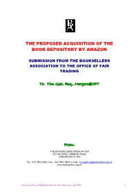 The Proposed Acquisition of the Book Depository by Amazon