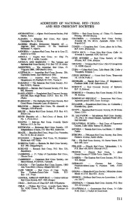 Addresses of National Red Cross and Red Crescent Societies