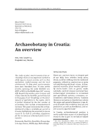 Archaeobotany in Croatia: an Overview