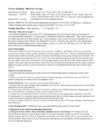 Course Syllabus: Minority Groups