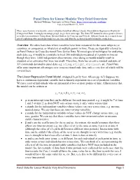 Panel Data for Linear Models: Very Brief Overview Richard Williams, University of Notre Dame, Last Revised March 19, 2018