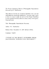 Photographic Reproduction Processes by P.C