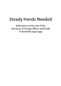 Steady Hands Needed Reflections on the Role of the Secretary of Foreign