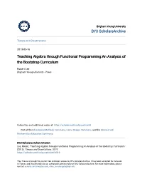 Teaching Algebra Through Functional Programming:An Analysis of the Bootstrap Curriculum
