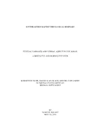 Textual Variants and Verbal Aspect in Lxx Jonah