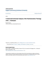 A Historical-Contextual Analysis of the Final-Generation Theology of M. L. Andreasen