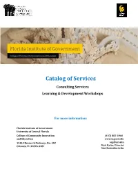 Catalog of Services Consulting Services Learning & Development Workshops