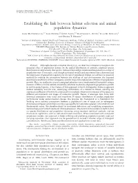 Establishing the Link Between Habitat Selection and Animal Population Dynamics