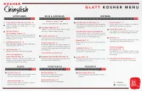 Glatt Kosher Menu