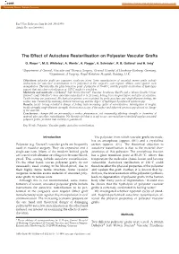 The Effect of Autoclave Resterilisation on Polyester Vascular Grafts