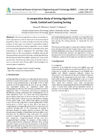 A Comparative Study of Sorting Algorithms Comb, Cocktail and Counting Sorting