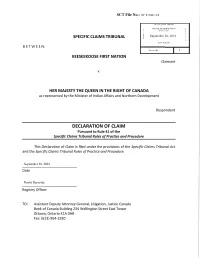 DECLARATION of CLAIM Pursuant to Rule 41 of the Specific Claims Tribunal Rules Ofpractice and Procedure