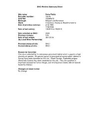 SNCI Review Summary Sheet Site Name: Dene Fields Recorder