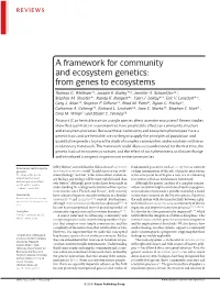 A Framework for Community and Ecosystem Genetics: from Genes to Ecosystems