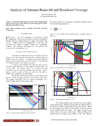 Analysis of Antenna Beam-Tilt and Broadcast Coverage