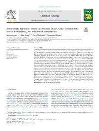 Atmospheric Deposition Across the Atacama Desert, Chile Compositions, Source Distributions, and Interannual Comparisons