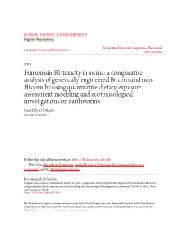 Fumonisin B1 Toxicity in Swine