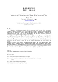 Imputation and Value in the Works of Menger, Böhm-Bawerk and Wieser
