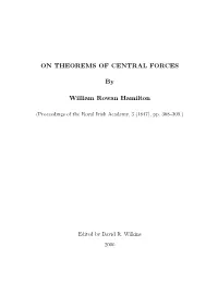 ON THEOREMS of CENTRAL FORCES by William Rowan Hamilton