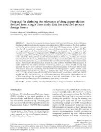 Proposal for Defining the Relevance of Drug Accumulation Derived From