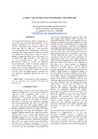 A Test Case Generation Technique and Process