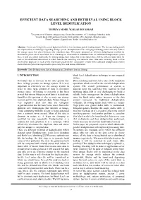 Efficient Data Searching and Retrieval Using Block Level Deduplication