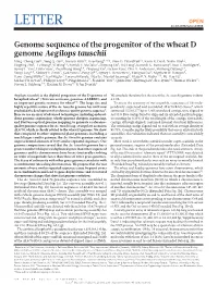Genome Sequence of the Progenitor of the Wheat D Genome Aegilops Tauschii Ming-Cheng Luo1*, Yong Q