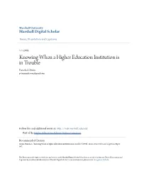 Knowing When a Higher Education Institution Is in Trouble Pamela S