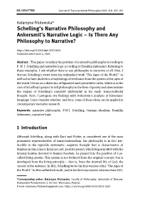 Schelling's Narrative Philosophy and Ankersmit's Narrative Logic