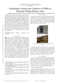 Sustainable Architecture Analyses of Walls in Miyaneh