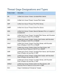 Thread Gage Designations and Types