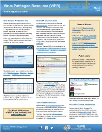 Virus Pathogen Resource (Vipr) March 2019 New Features in Vipr