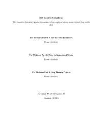 2020 Incentive Formularies