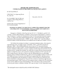 2021 Petition Requesting the Administrator Object to Title V Permit for Exxon Baton Rouge Refinery